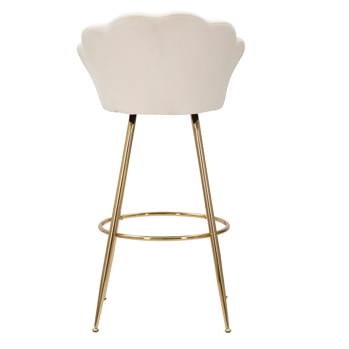 Sgabello Bar Vienna Crema in Velluto 110 cm con Gambe Dorate