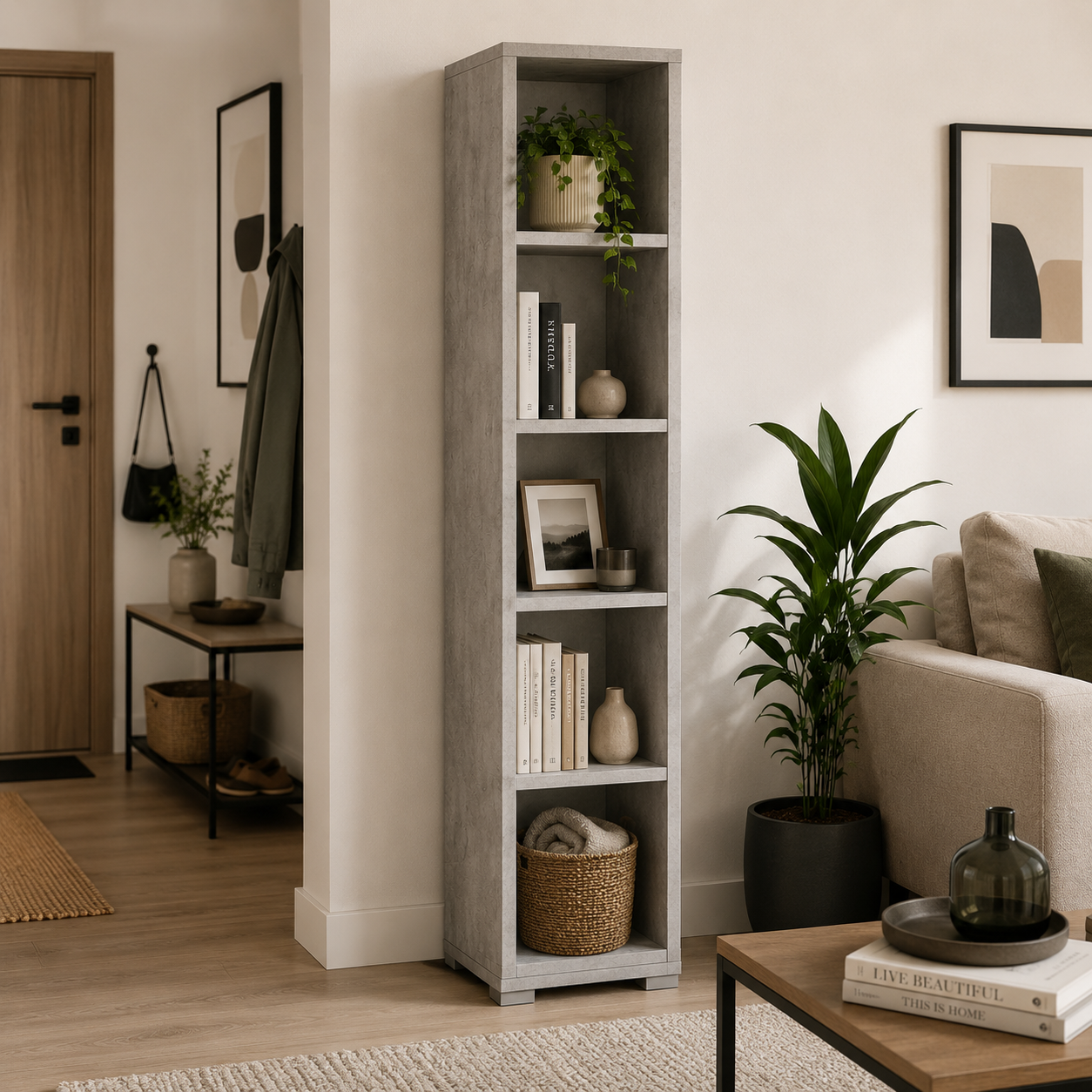 Libreria Ufficio Double 182x39 cm Cemento