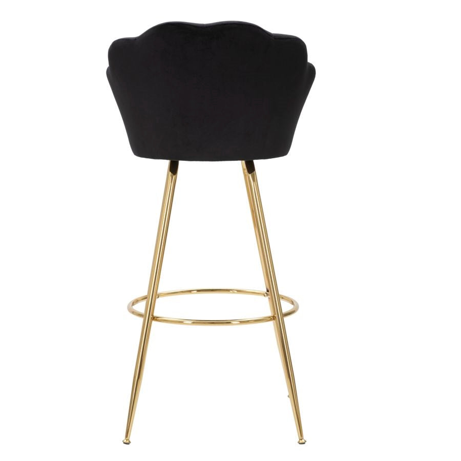 Sgabello Bar Vienna Nero in Velluto 110 cm con Gambe Oro