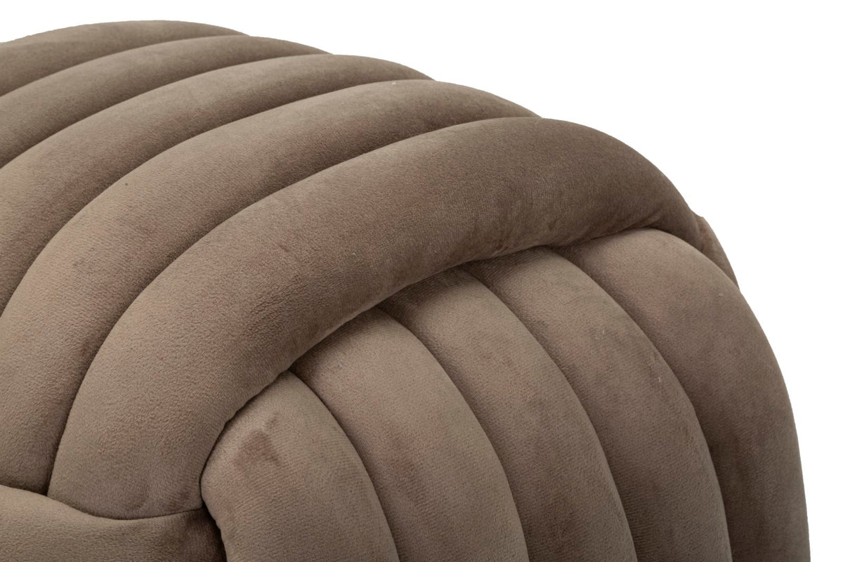 Pouf Annodato in Velluto Tortora 45 x 45 cm Seduta Decorativa Morbida