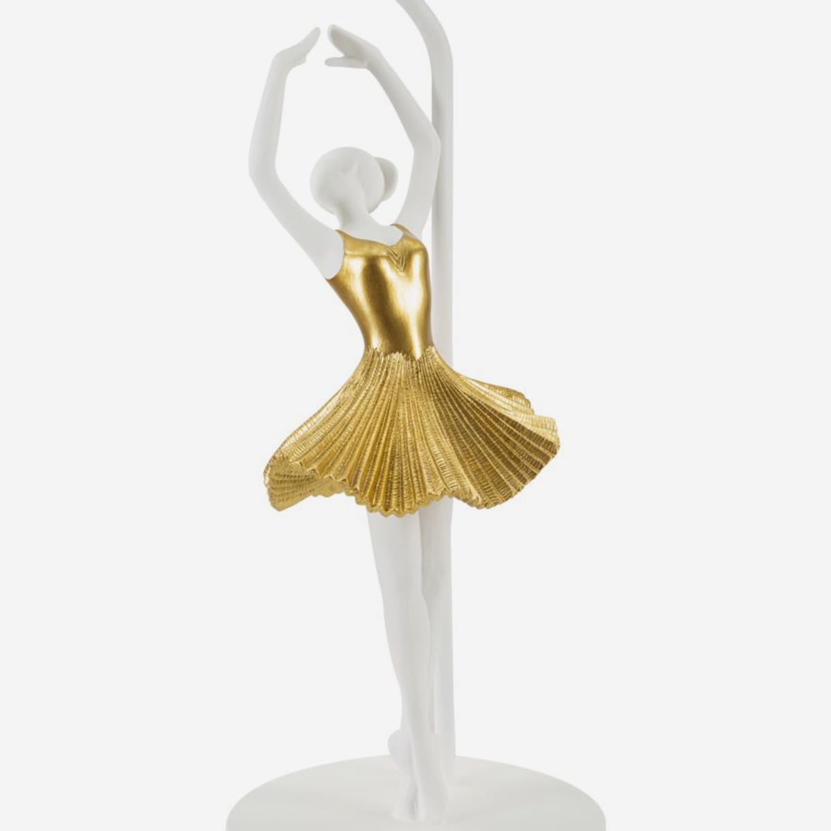 Lampada da Tavolo Ballerina Ø28x64 cm con Base Scultorea e Abito Dorato