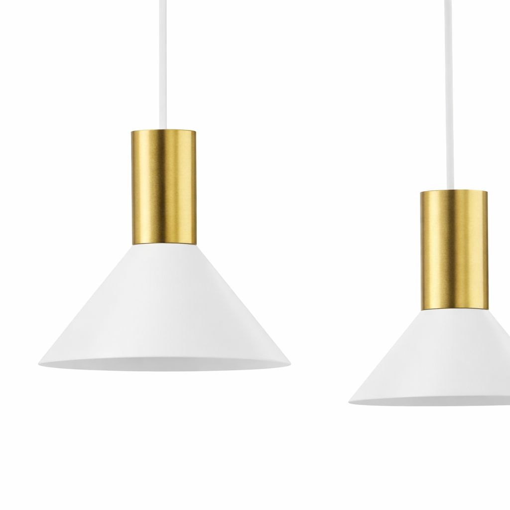 Lampada a Sospensione Lineare Hermanos 5 luci Bianco Ottone