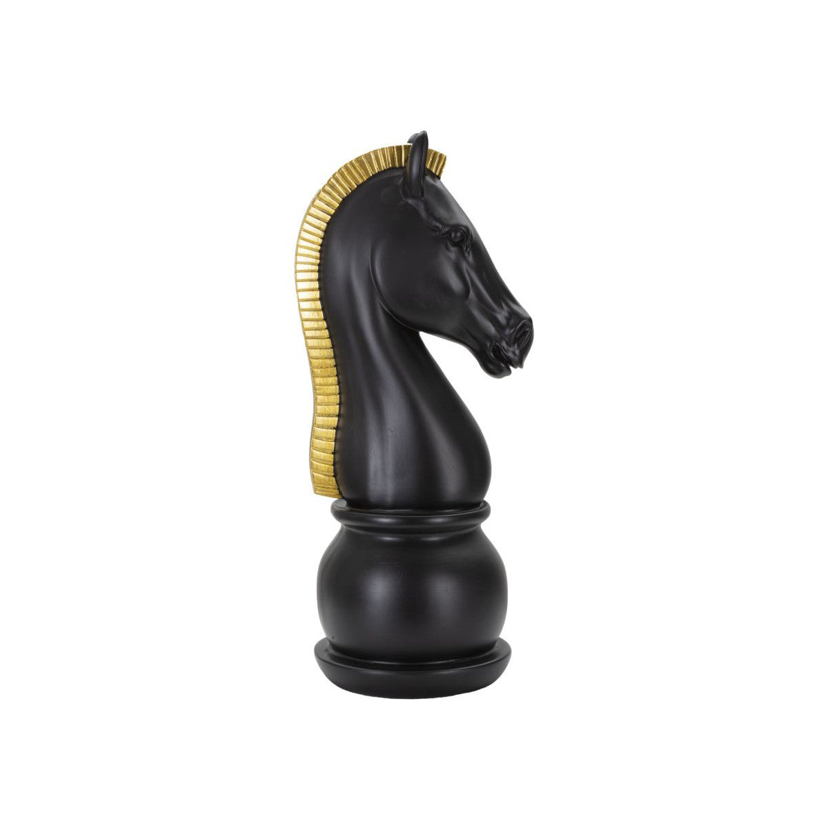 Statuetta Decorativa Cavallo Scacchi Oro e Nero Ø18,5 x H50 cm