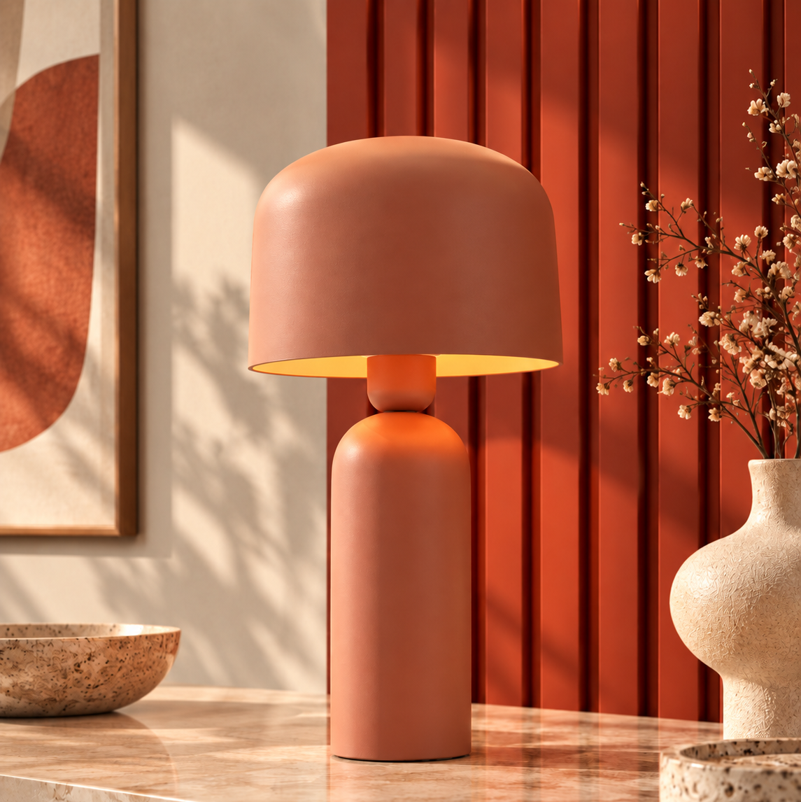 Lampada da Tavolo Design Maya Monocromatico Color Terracotta H 38 cm