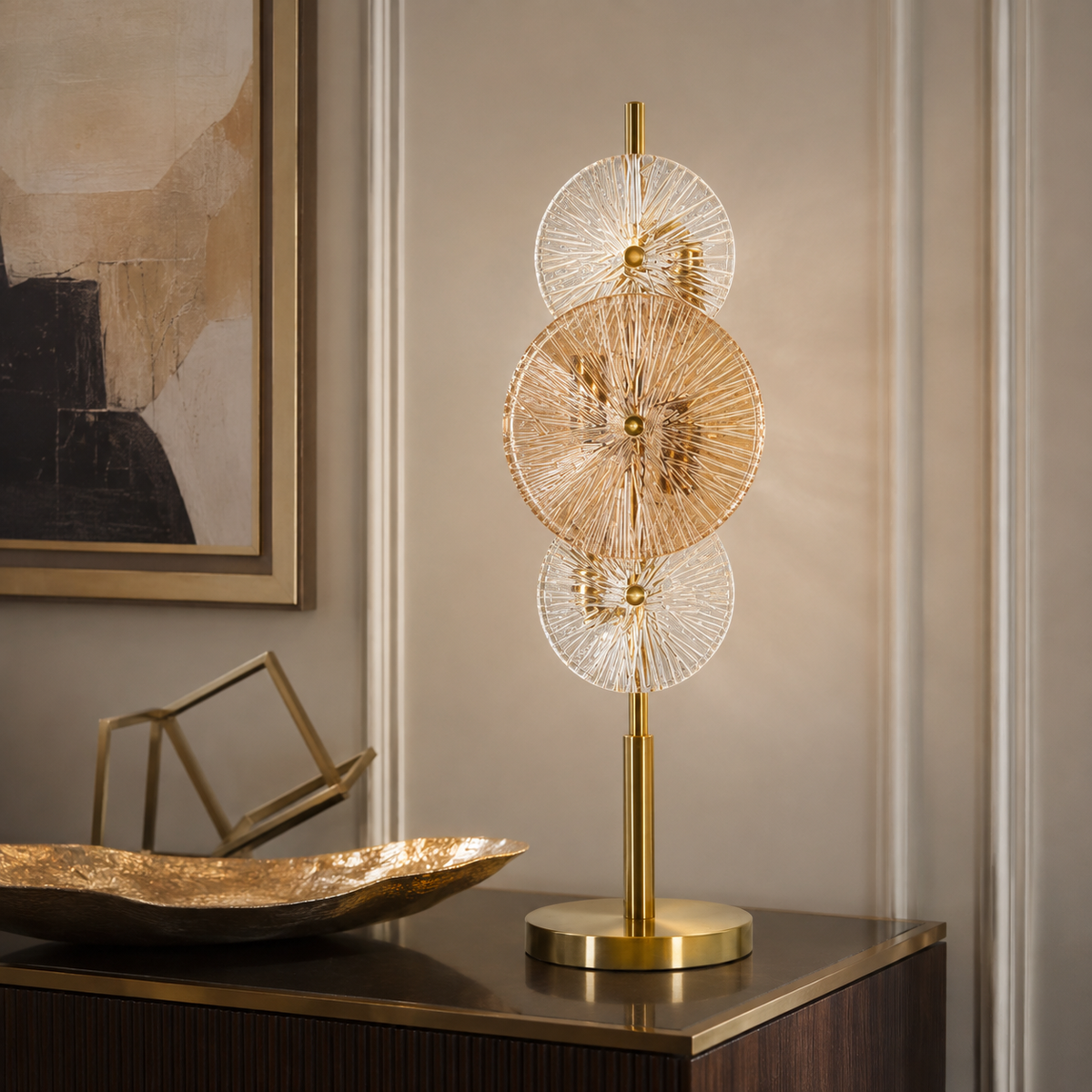 Lampada da Tavolo Osaka Oro in Metallo e Vetro 20 x 18 x H66 cm