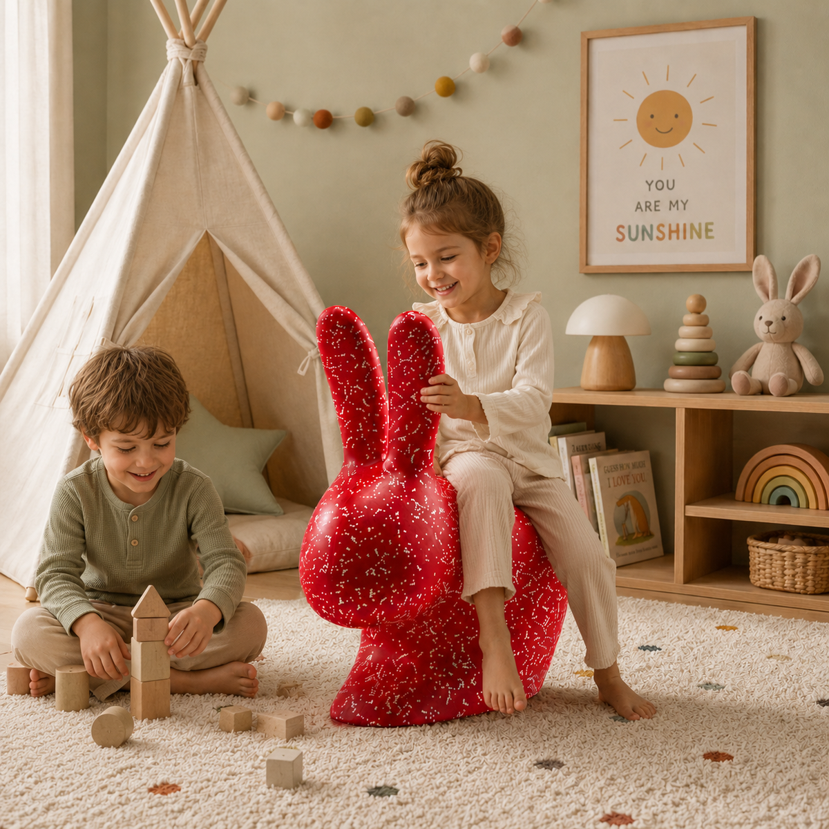 Sedia per bambini Rabbit Chair Baby Dots Rossa/Bianca