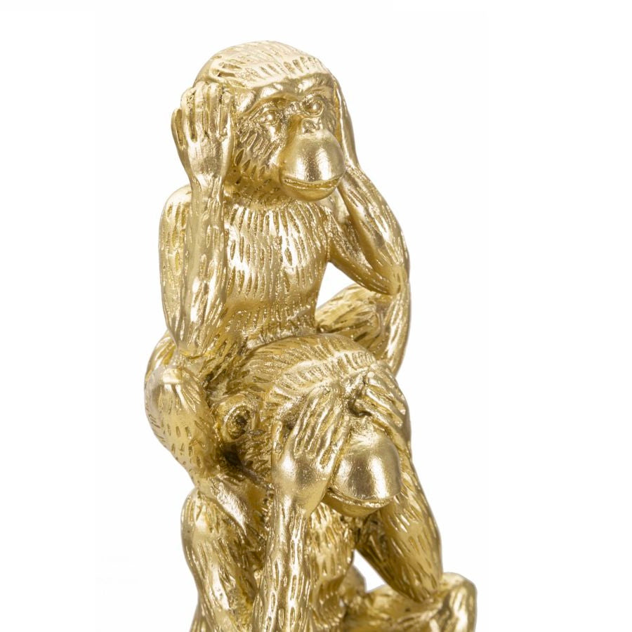 Oggetto Decorativo Scimmie Tower Oro 30 cm in Poliresina
