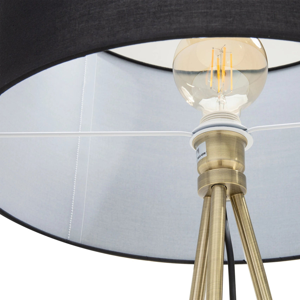 Lampada da Terra Cara Nero e Oro H159 cm Piantana Treppiede E27