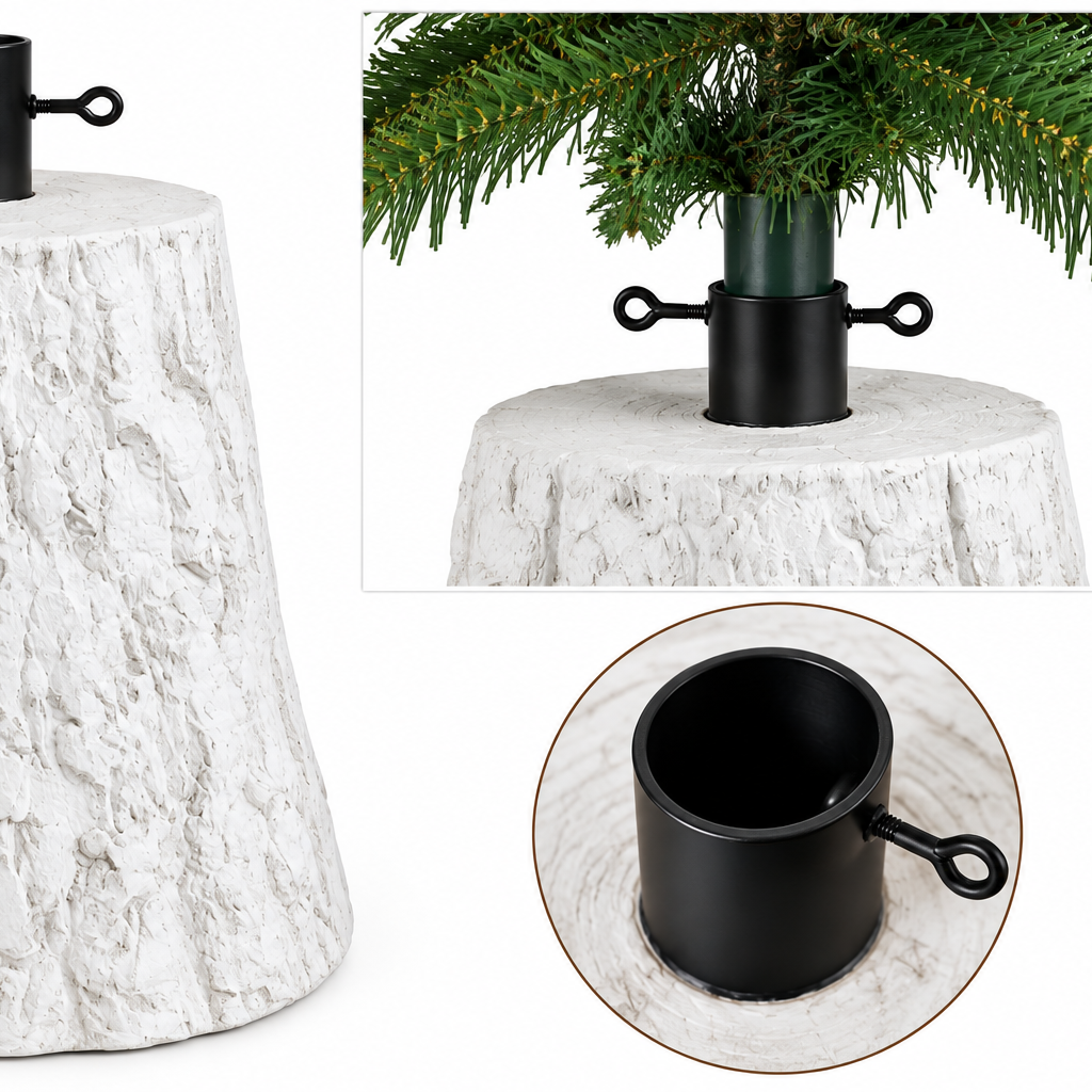 Base per Albero di Natale Tronco Xmas Tree H39,5 cm in Magnesia – Bianco e Marrone