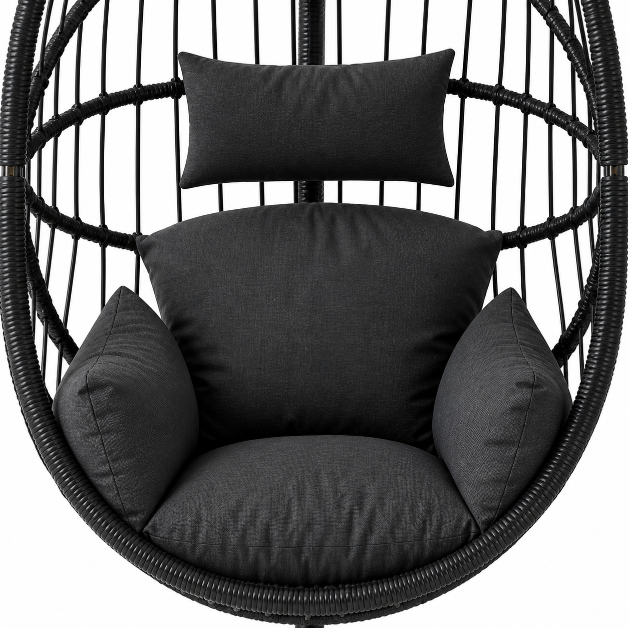 Poltrona Sospesa Aura con Struttura in Acciaio e Cuscini 108x192cm Antracite