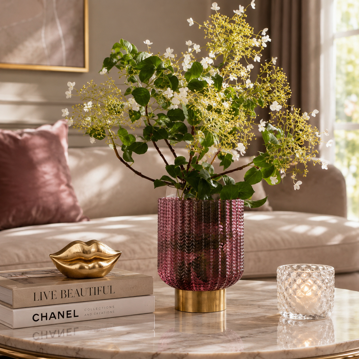 Vaso Decorativo Barfly Berry 24 cm in Vetro Colorato Rosa