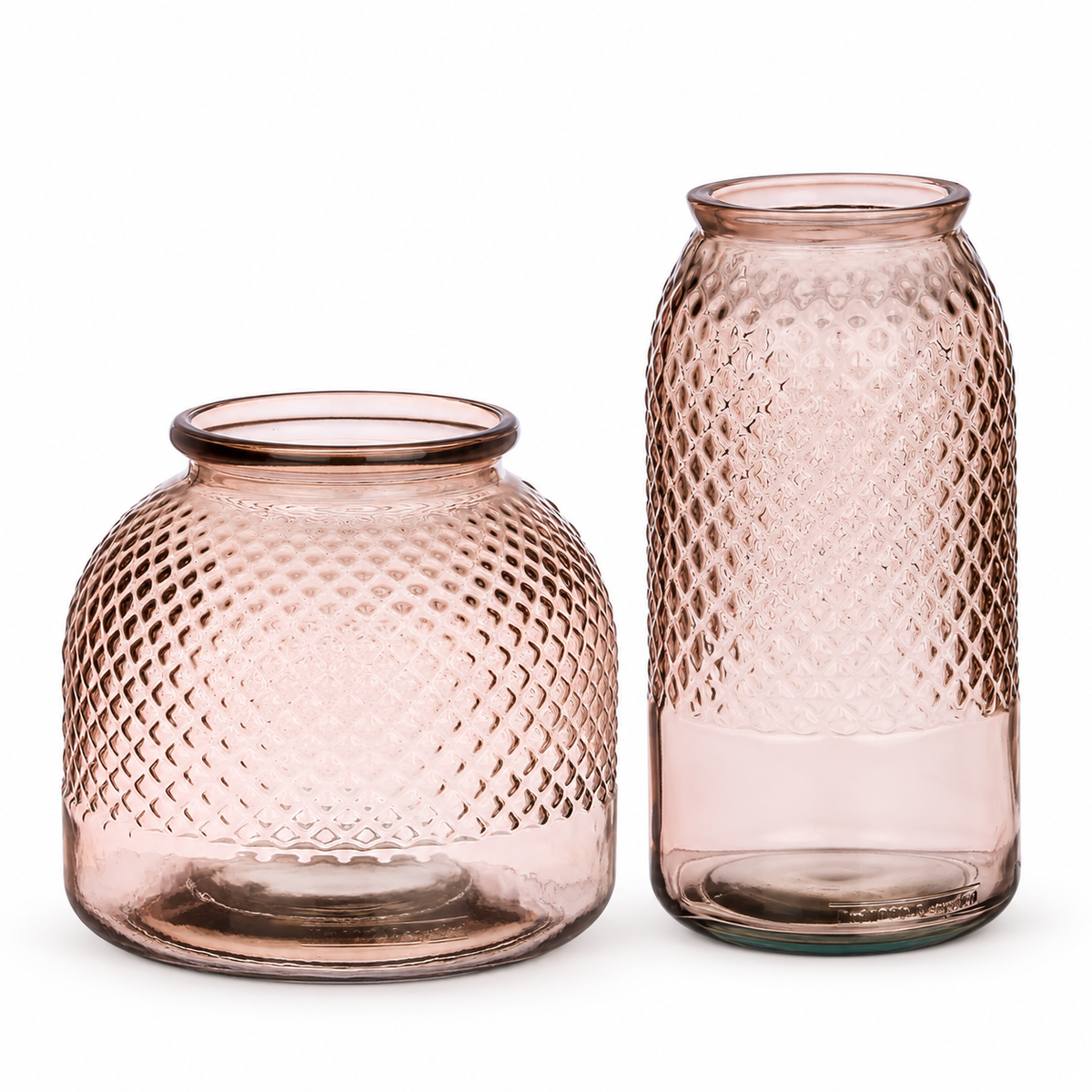Vaso Decorativo in Vetro Rosa con Texture Avril