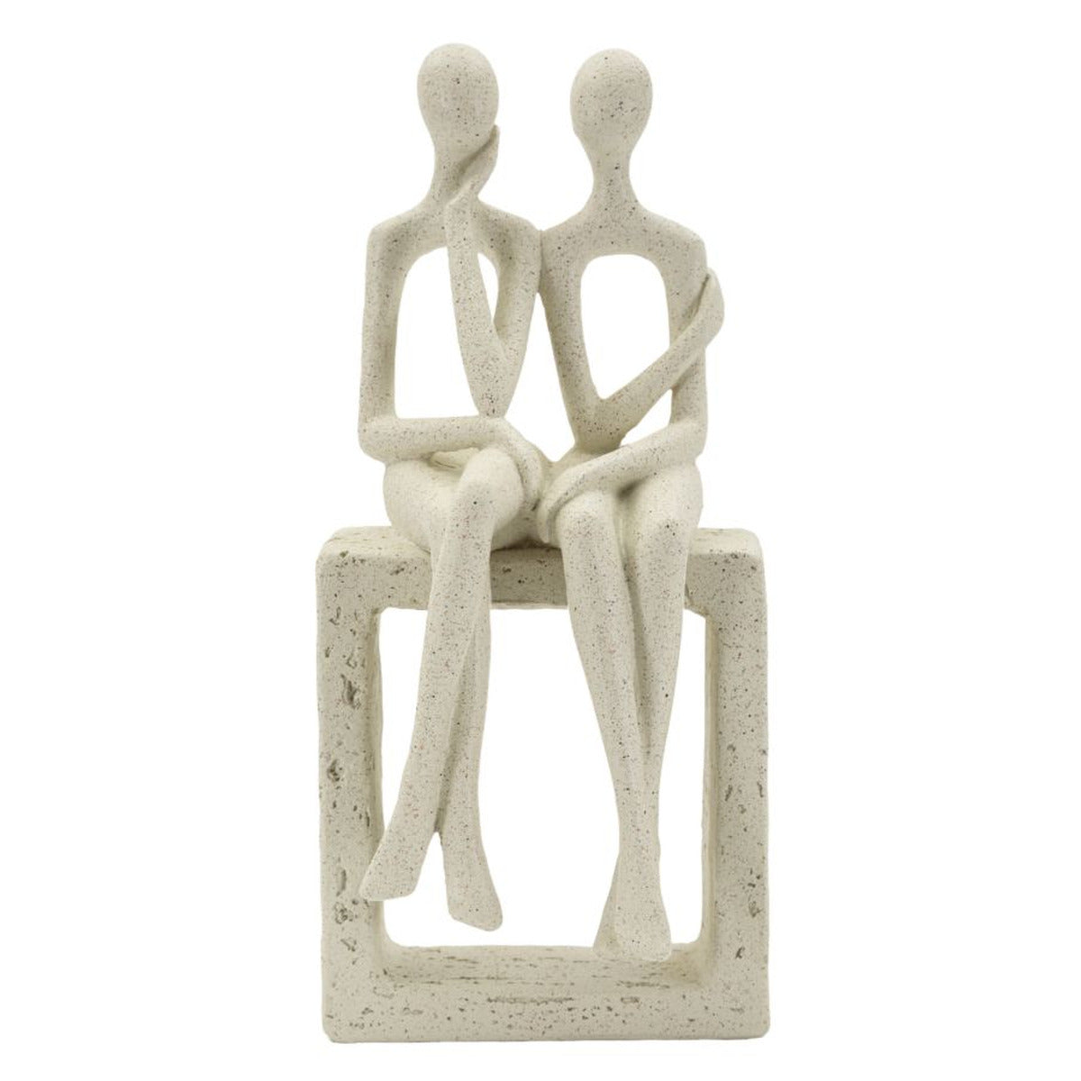 Statuetta Coppia Stons Beige 11,5x9x25 cm in Poliresina