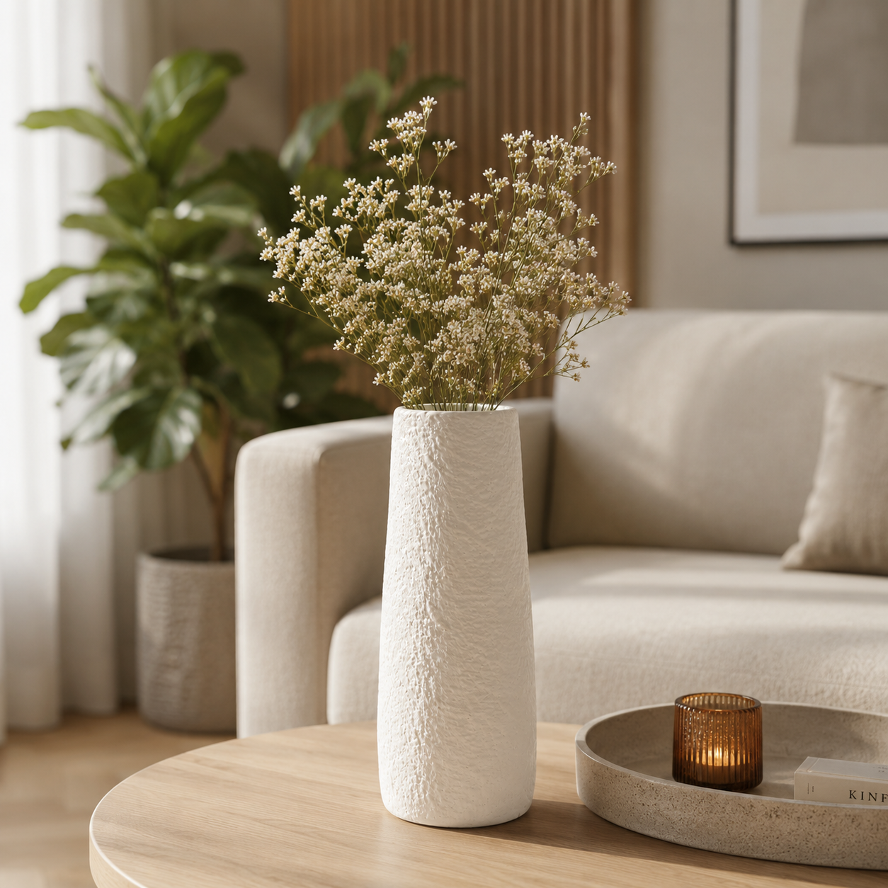 Vaso Decorativo Hisar Tondo Bianco H32 cm