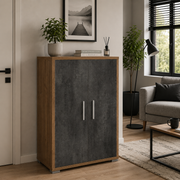 Mobile Ufficio Double 2 Ante 110x71 cm Noce Stelvio / Ossido Nero