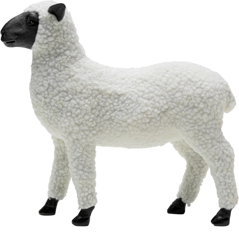 Statuetta Figura Decorativa Happy Sheep Wool Bianca Pecora Design 28cm