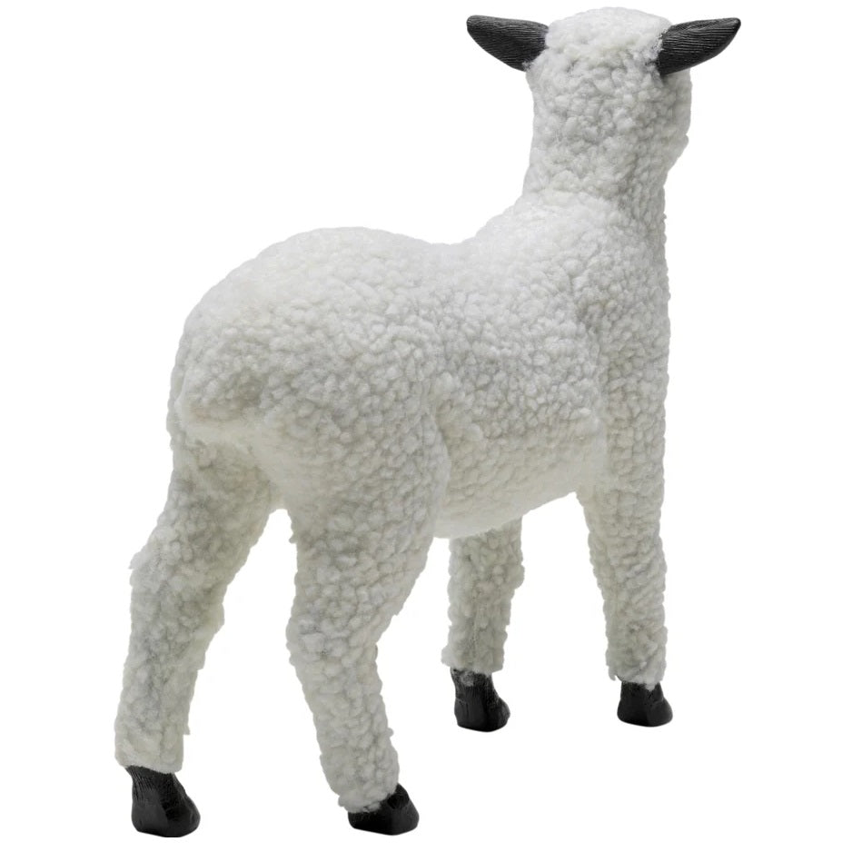 Statuetta Figura Decorativa Happy Sheep Wool Bianca Pecora Design 28cm