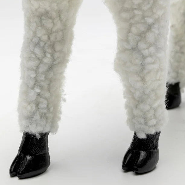 Statuetta Figura Decorativa Happy Sheep Wool Bianca Pecora Design 28cm