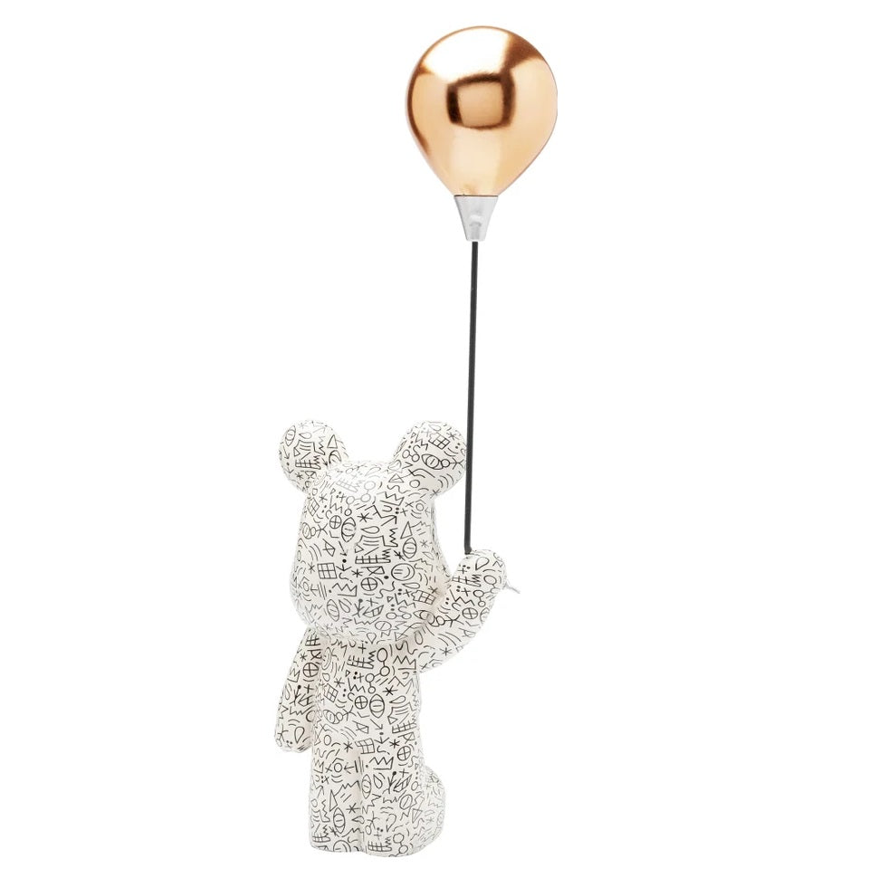Statuetta Decorativa Orsetto Balloon Bear 60 cm Bianco con Palloncino