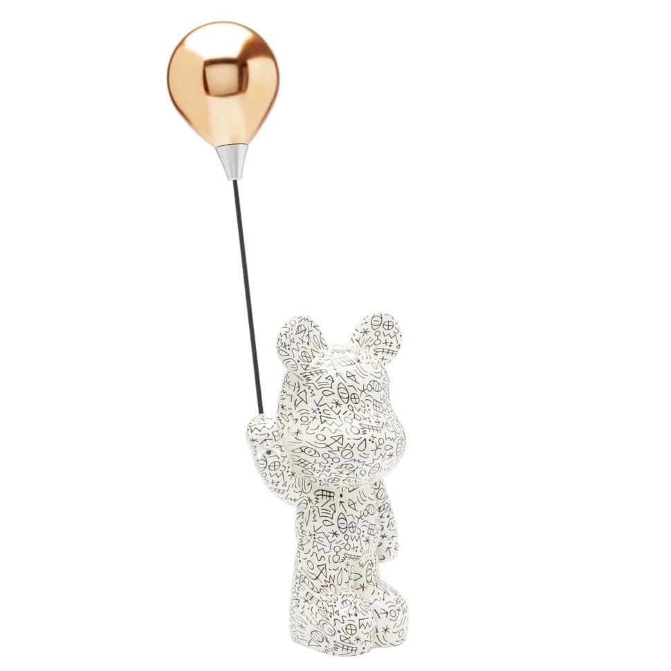 Statuetta Decorativa Orsetto Balloon Bear 60 cm Bianco con Palloncino