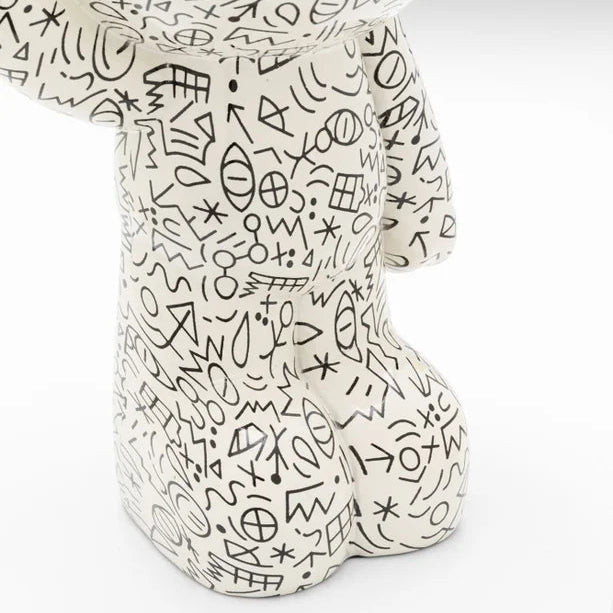 Statuetta Decorativa Orsetto Balloon Bear 60 cm Bianco con Palloncino