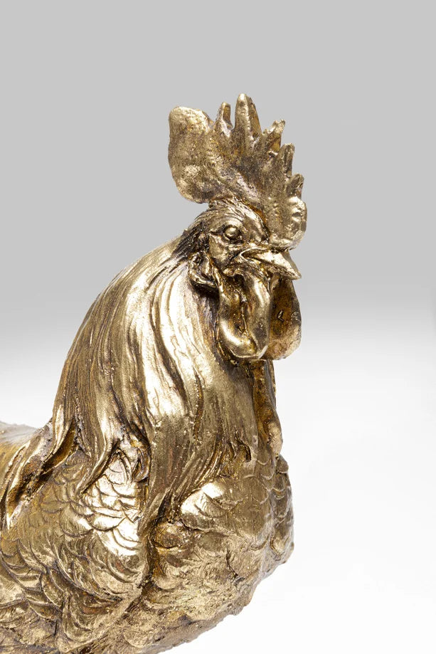 Scultura Oggetto Decorativo Famiglia di Galli Chicken Evolution Oro in Resina