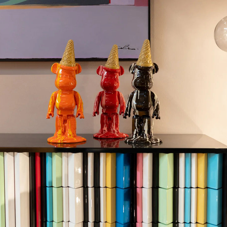 Statuetta Decorativa Orso Con Gelato Bear 40 cm Pop in Poliresina