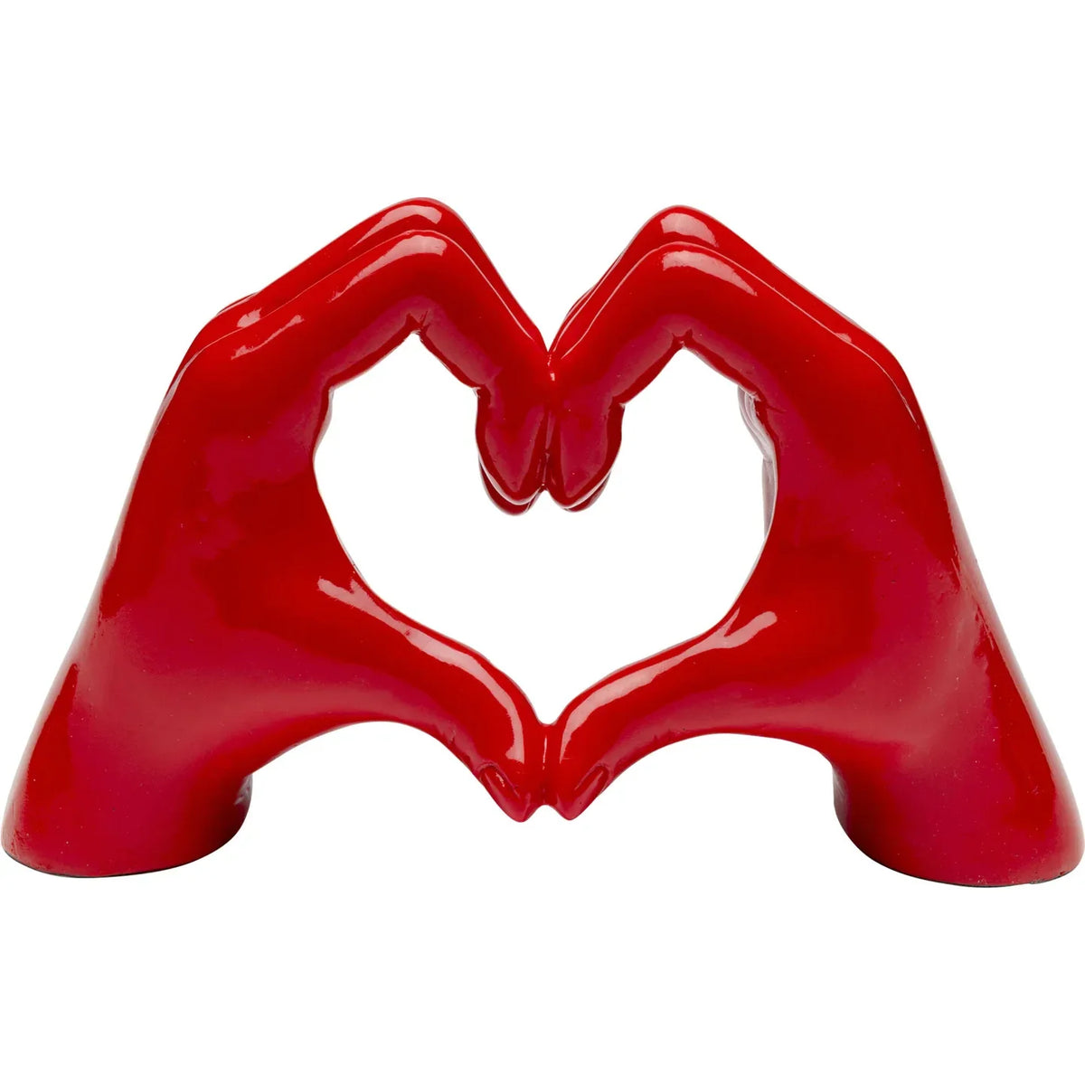 Set Decorativo Love con Scultura Mani a Cuore Rosso e Portacandela Labbra 30 cm