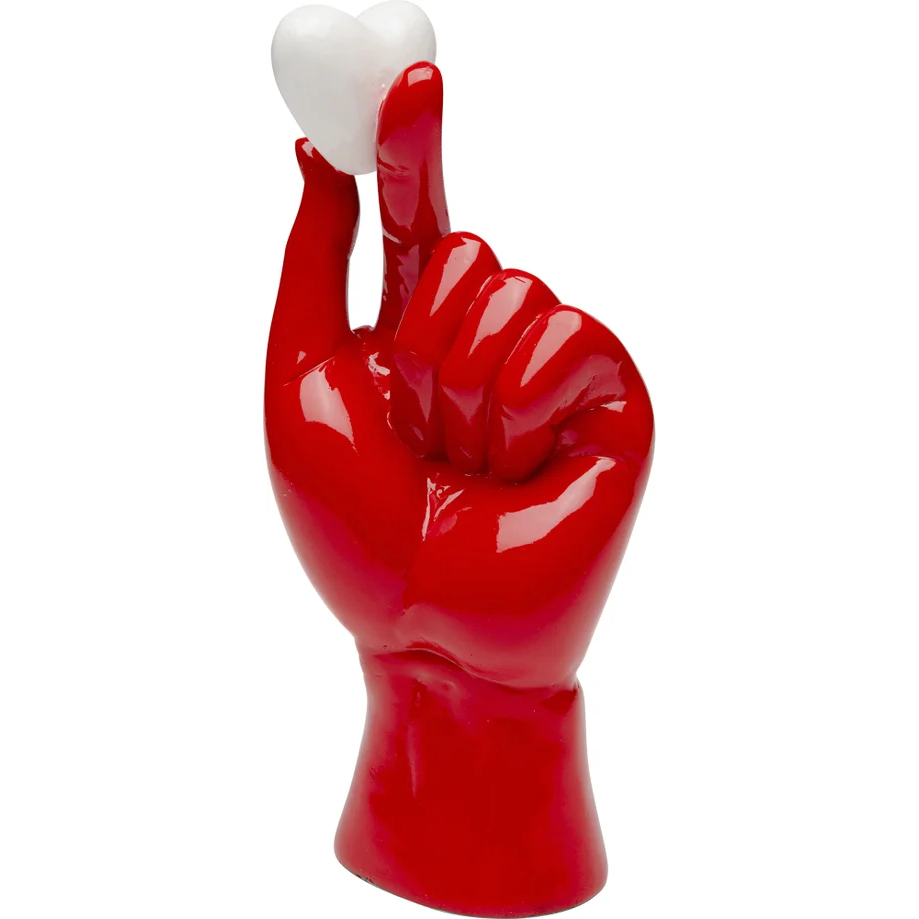 Oggetto Scultura decorativa Mano con Cuore Holding Heart Rosso 26cm