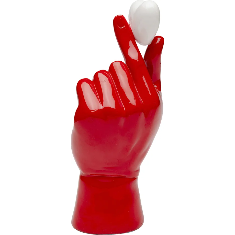Oggetto Scultura decorativa Mano con Cuore Holding Heart Rosso 26cm