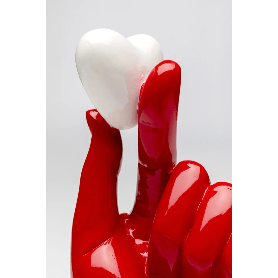 Oggetto Scultura decorativa Mano con Cuore Holding Heart Rosso 26cm