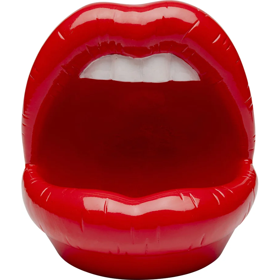 Centrotavola Statua Decorativa Porta Oggetti Lips Bocca Labbra Rosso Lucido 21cm