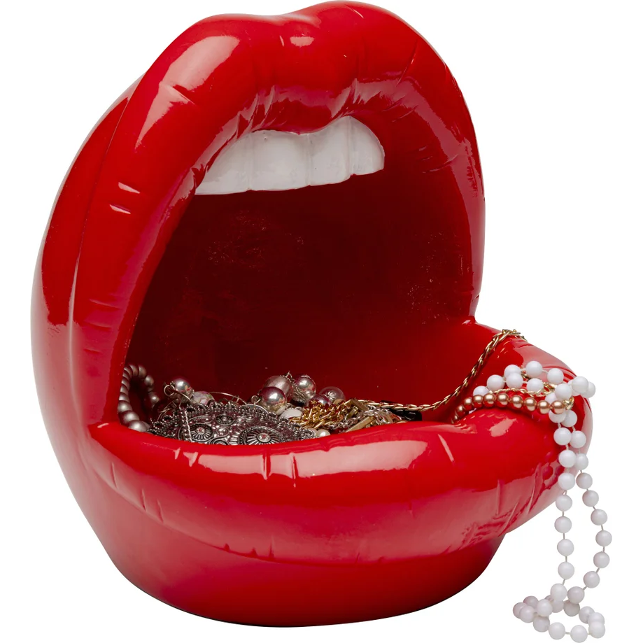 Centrotavola Statua Decorativa Porta Oggetti Lips Bocca Labbra Rosso Lucido 21cm