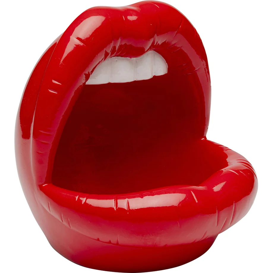 Centrotavola Statua Decorativa Porta Oggetti Lips Bocca Labbra Rosso Lucido 21cm