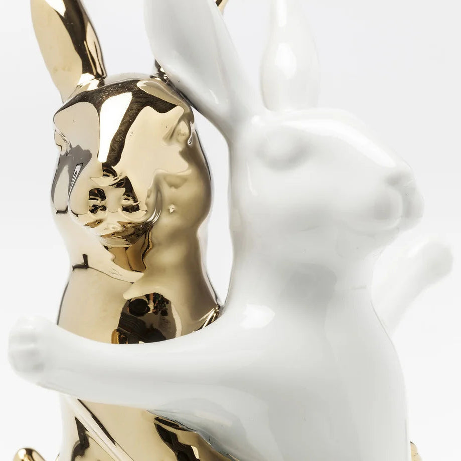 Statuetta Decorativa Hugging Rabbits Coppia di Conigli Abbracciati