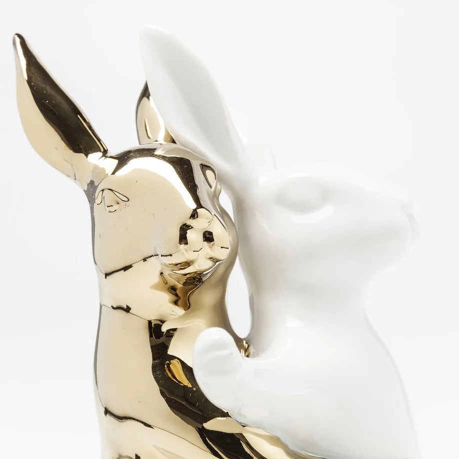 Statuetta Decorativa Hugging Rabbits Coppia di Conigli Abbracciati
