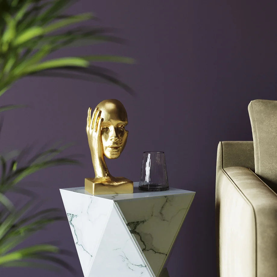 Scultura Oggetto Decorativo Volto Viso In my Mind Oro 30cm