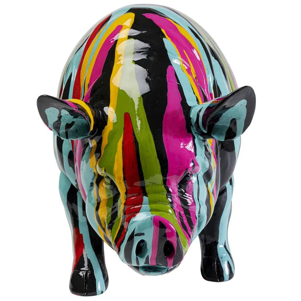 Statuetta Figura Decorativa Maiale Pig Holi 22cm Multicolor