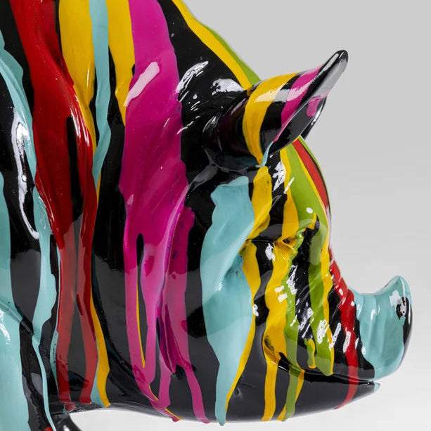 Statuetta Figura Decorativa Maiale Pig Holi 22cm Multicolor