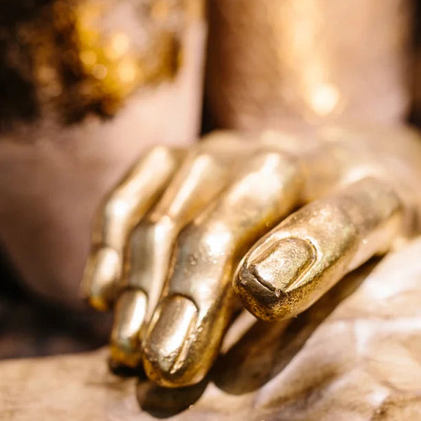 Scultura Oggetto Decorativo Mano In Oro 35cm