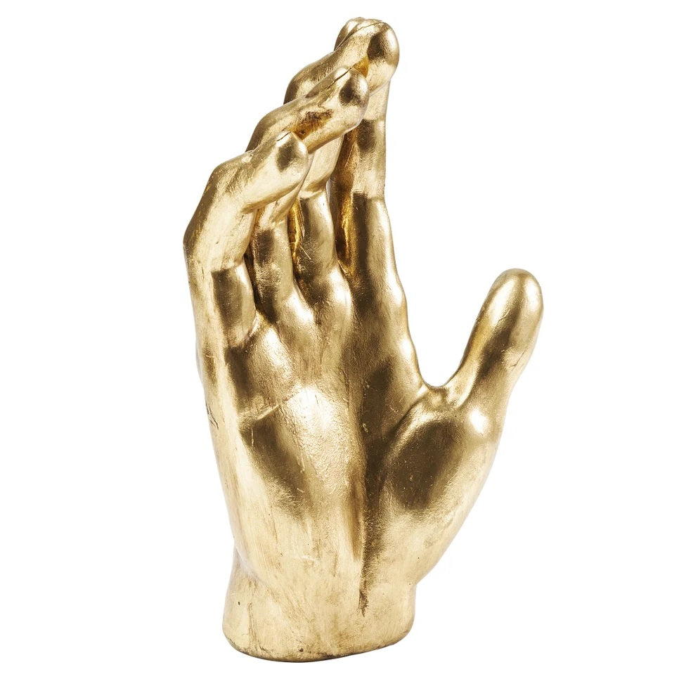 Scultura Oggetto Decorativo Mano In Oro 35cm