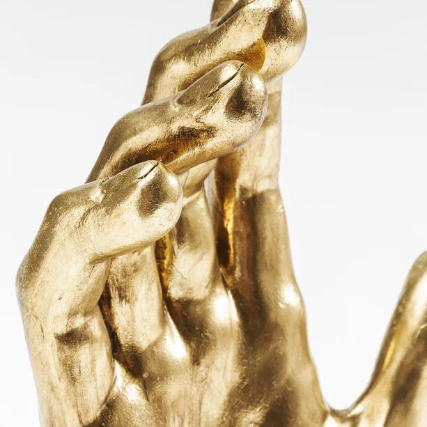 Scultura Oggetto Decorativo Mano In Oro 35cm