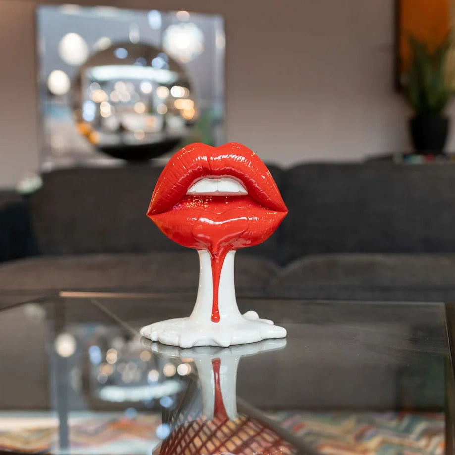 Oggetto Scultura Decorativa Labbra Hot Lips Rosso 26cm
