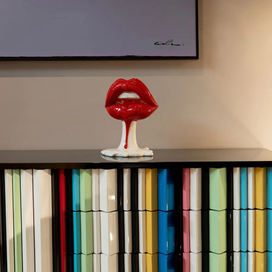 Oggetto Scultura Decorativa Labbra Hot Lips Rosso 26cm