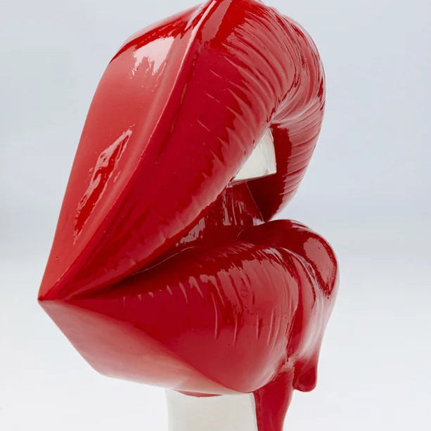 Oggetto Scultura Decorativa Labbra Hot Lips Rosso 26cm