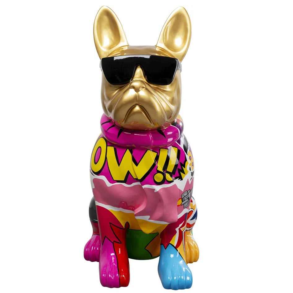 Statuetta Decorativa Graffiti Dog 49 cm Multicolore con Finitura Oro