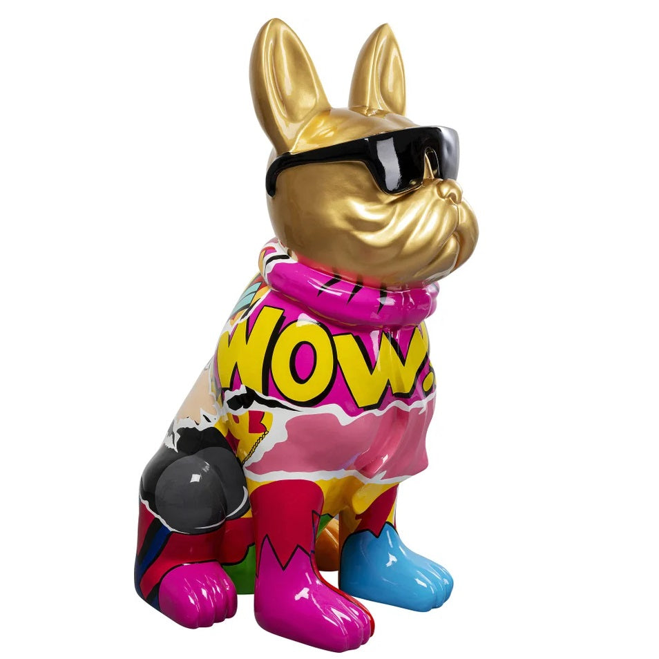Statuetta Decorativa Graffiti Cane Dog 20 cm con Finitura Oro