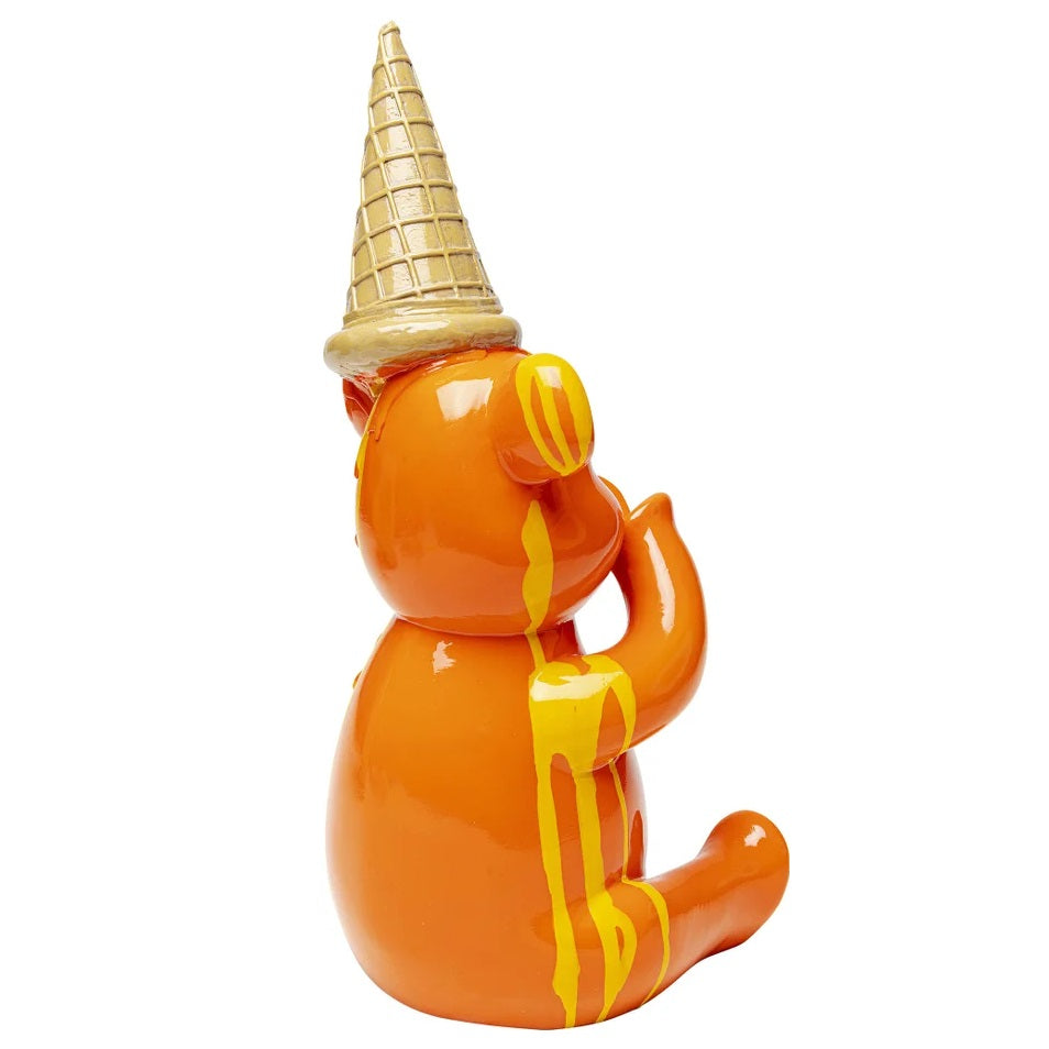 Statuetta Decorativa Gelato Sitting Bear 37 cm Orso Arancione Pop in Resina