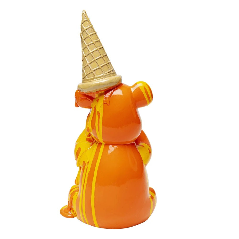 Statuetta Decorativa Gelato Sitting Bear 37 cm Orso Arancione Pop in Resina