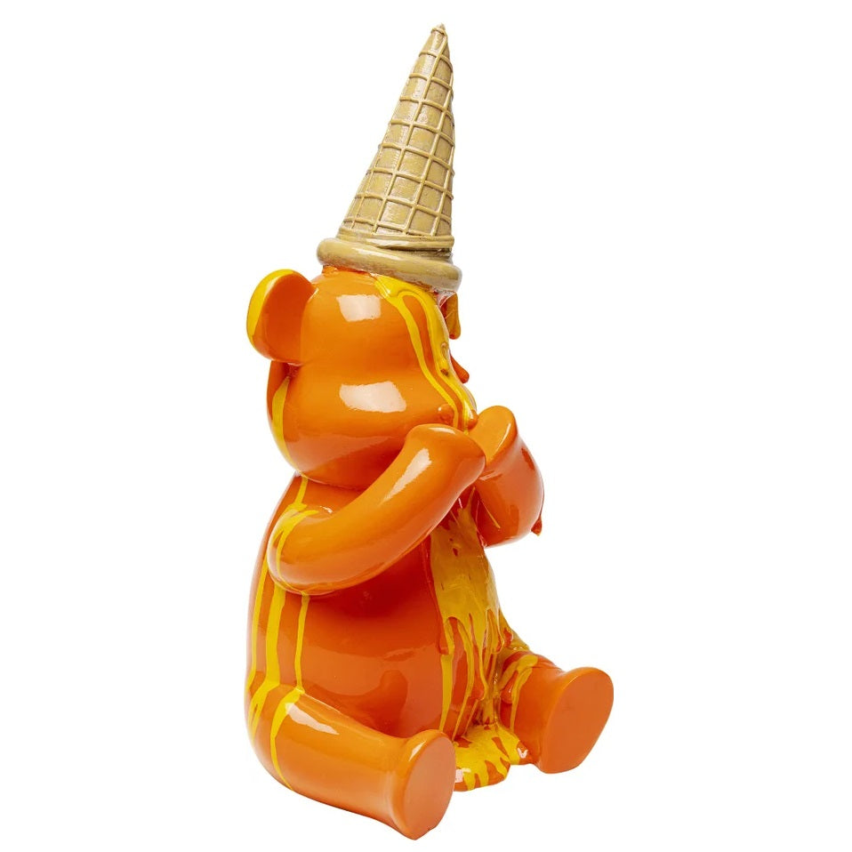 Statuetta Decorativa Gelato Sitting Bear 37 cm Orso Arancione Pop in Resina